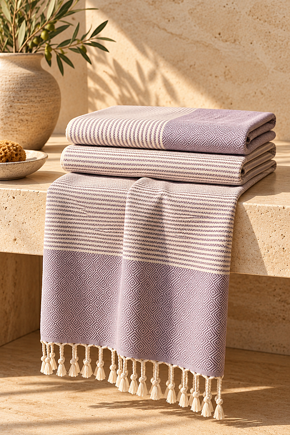 Lavender Stone Recycled Cotton Turkish Towel - 2