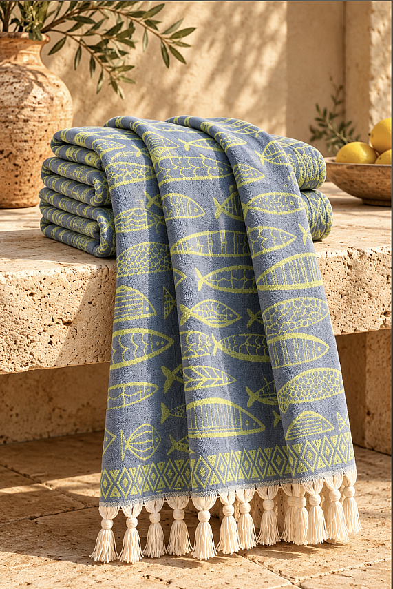 Lime Tide Three-Layer Jacquard Muslin Peshtemal - 2