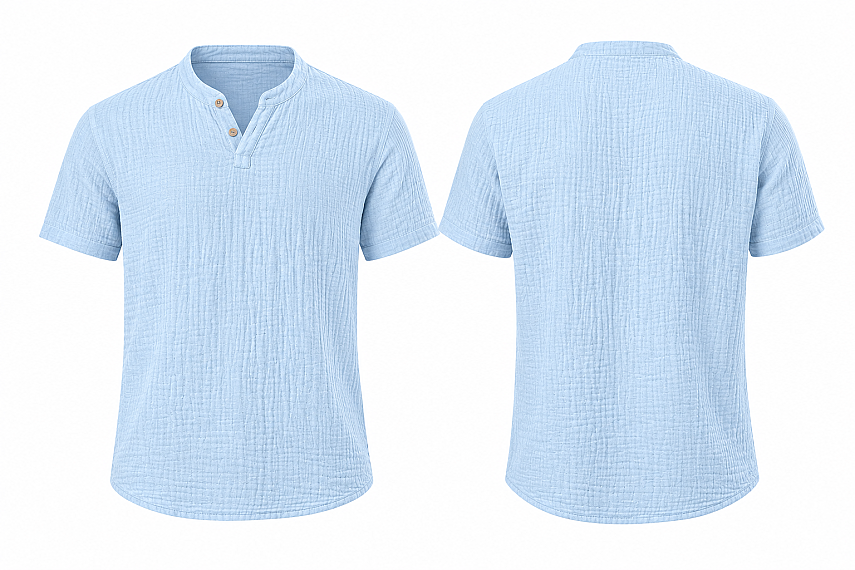 Men's Cotton Muslin Henley T-Shirt - 3