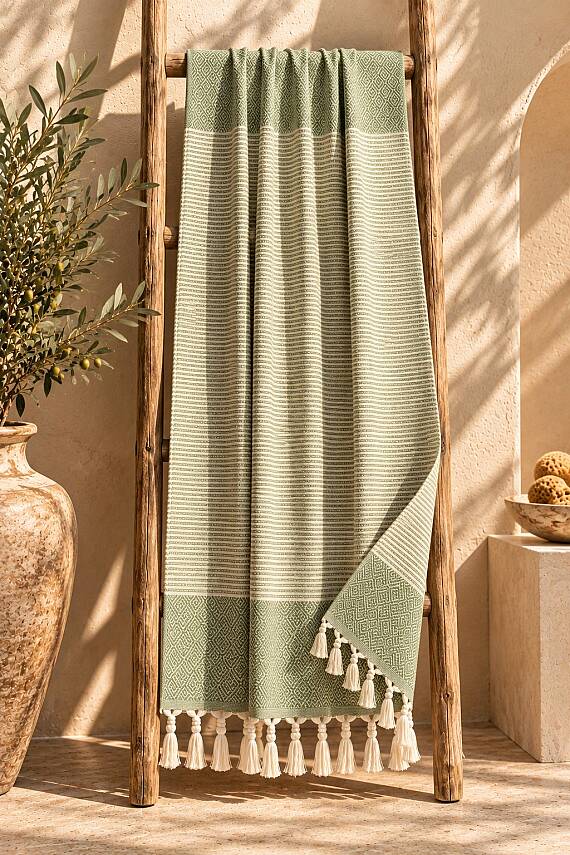 Olive Grove Recycled Cotton Turkish Towel - 1