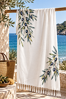 Olive Print Viscose Peshtemal