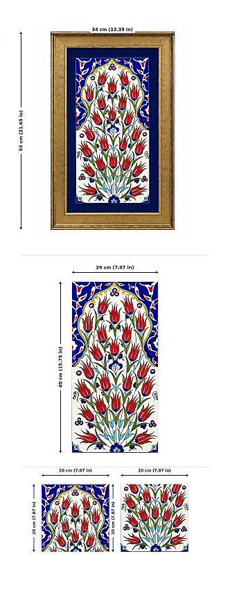 Rumi Tulip İznik Tile Panel - 3