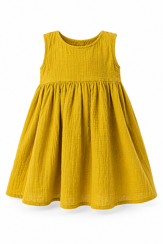 Saffron Girls' Muslin Dress - 1