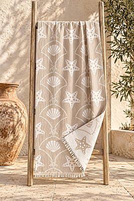 Sand Shell Four-Layer Jacquard Muslin Peshtemal - 2