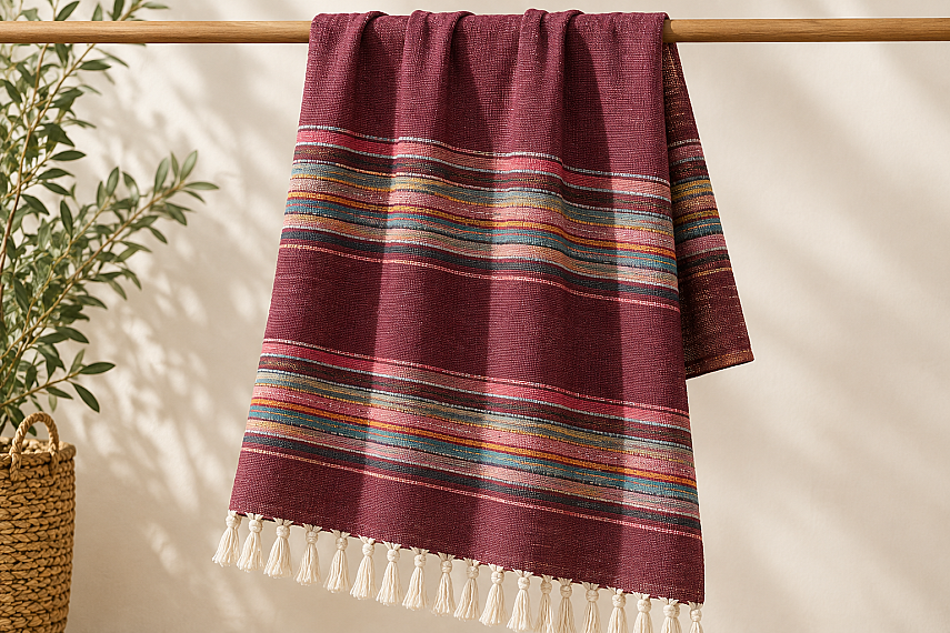 Sunaz Handwoven Peshtemal – Burgundy - 1