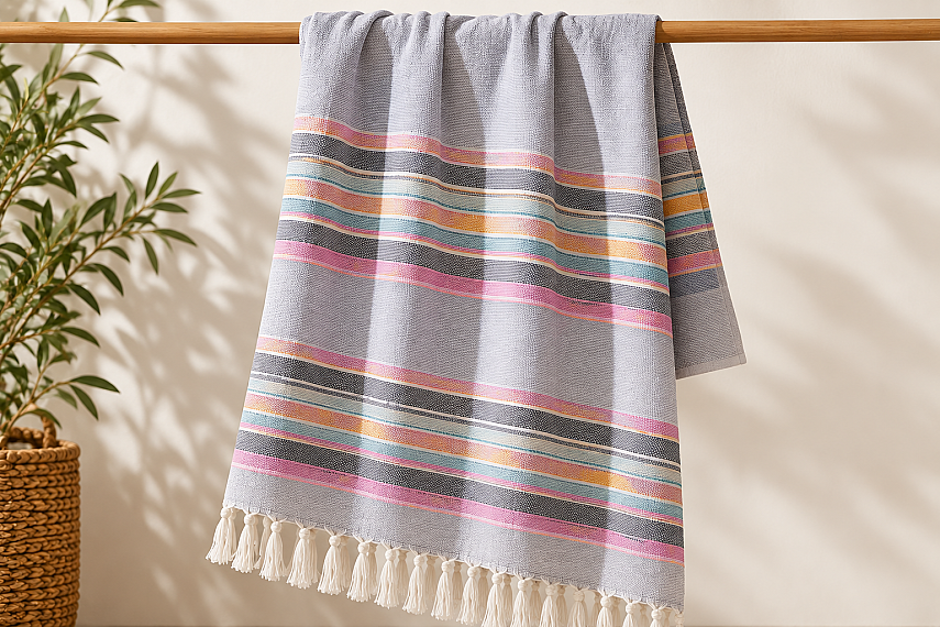 Sunaz Handwoven Peshtemal – Light Gray - 1